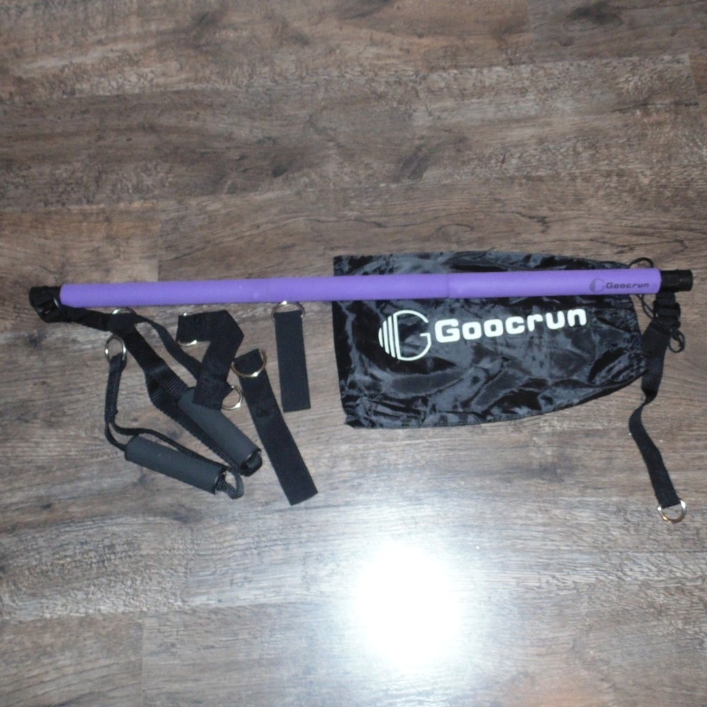 Goocrun Pilates Bar Kit Purple Excellent Portable Home Gym Resistance